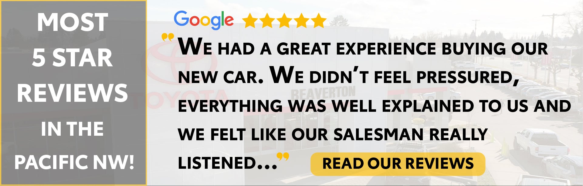 Beaverton Toyota - Most 5 star reviews in the pacific NW!
