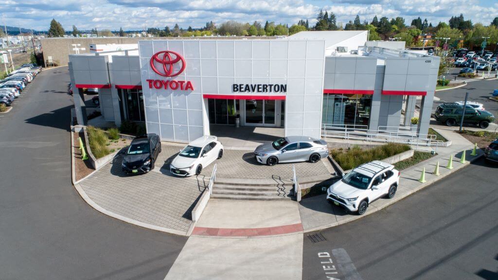 Exterior view of Beaverton Toyota building.